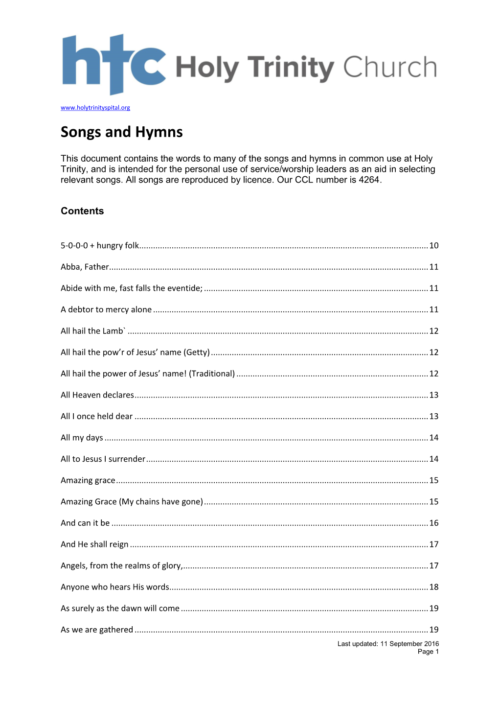 Songs and Hymns