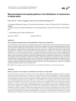 Macroecological and Spatial Patterns in the Distribution of Cladocerans in Alpine Lakes