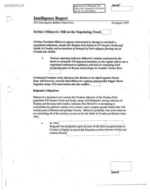 Intelligence Report DCI Interagency Balkan Task Force 16 August 1995