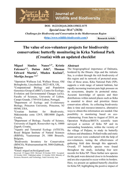 Butterfly Monitoring in Krka National Park (Croatia) with an Updated Checklist