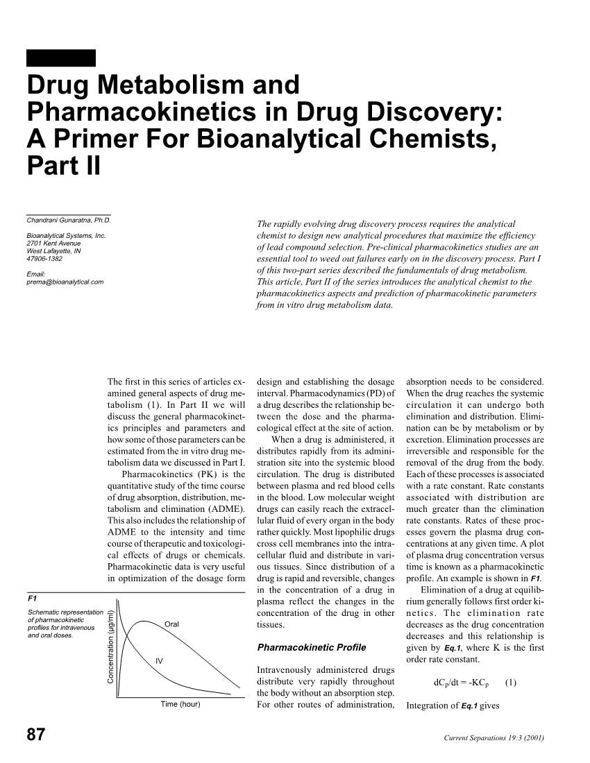 Drug Metabolism and Pharmacokinetics in Drug Discovery: a Primer for Bioanalytical Chemists, Part II