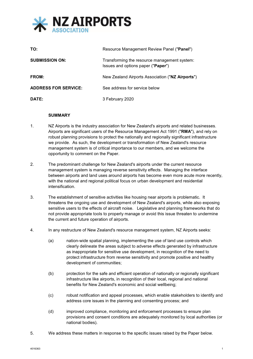 NZ Airports Association Submission On... Download