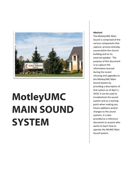 Motleyumc Main Sound System Description