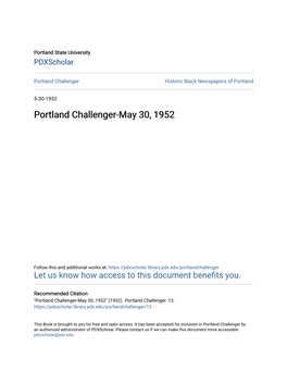 Portland Challenger-May 30, 1952