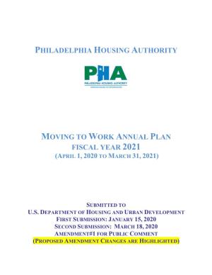 Philadelphia Housing Authority Moving to Work Annual Plan – Fiscal Year 2021