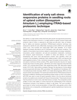 Identification of Early Salt Stress Responsive Proteins in Seedling