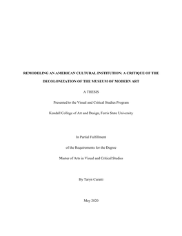 Remodeling an American Cultural Institution: a Critique of The