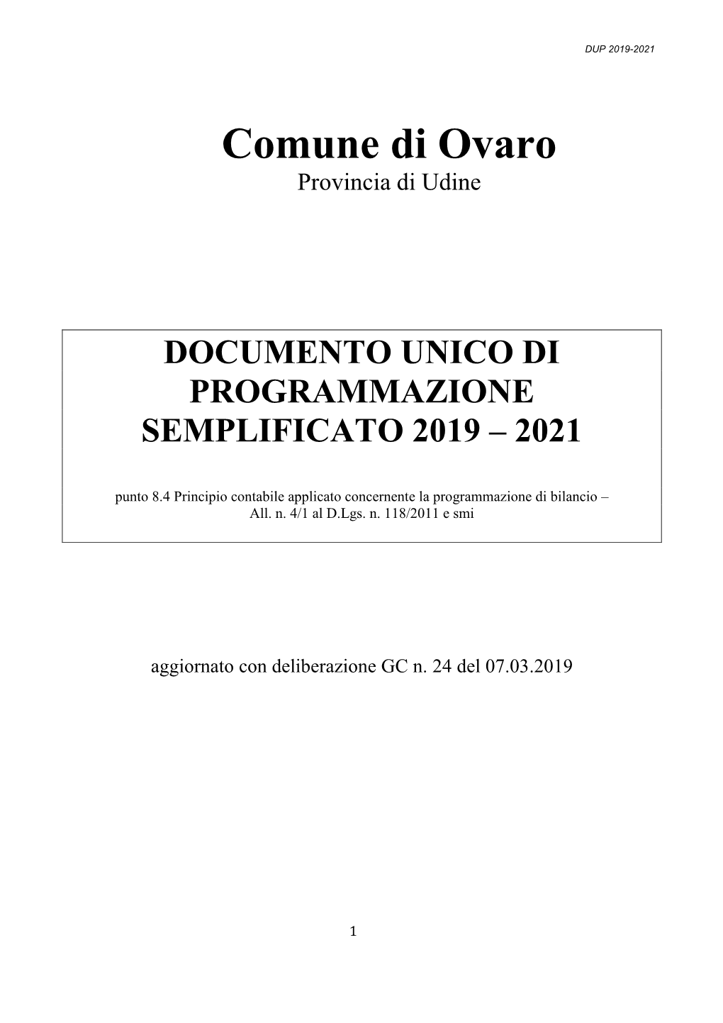 Comune Di Ovaro Provincia Di Udine