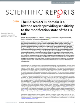 The EZH2 SANT1 Domain Is a Histone Reader Providing Sensitivity to The