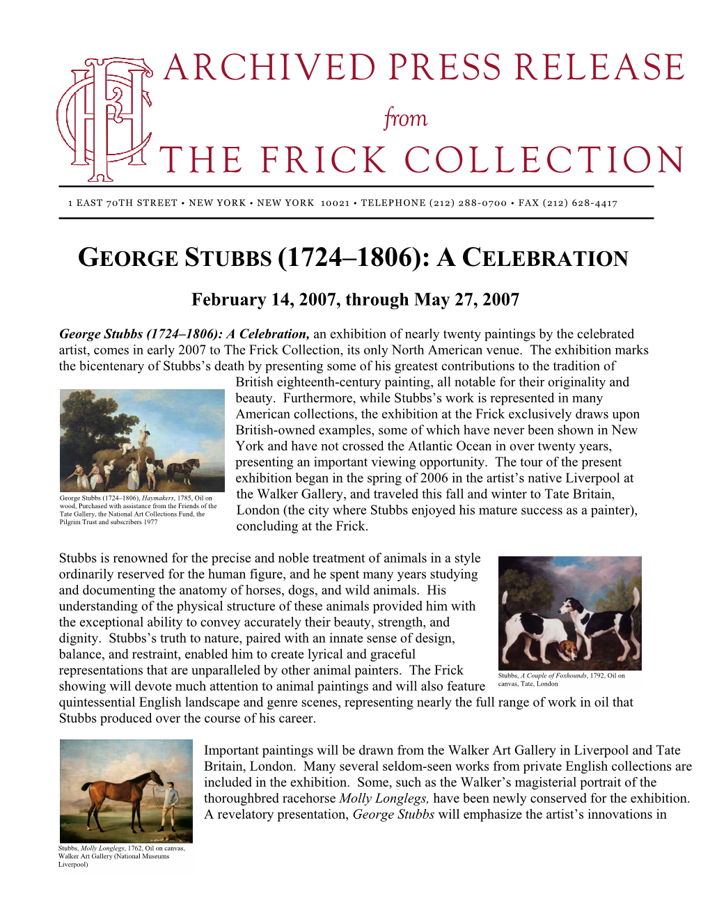 George Stubbs (1724–1806): a Celebration