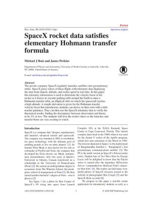 Spacex Rocket Data Satisfies Elementary Hohmann Transfer Formula E-Mail: Ruiz@Unca.Edu and Jperkins@Unca.Edu