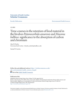 Time-Courses in the Retention of Food Material in the Bivalves