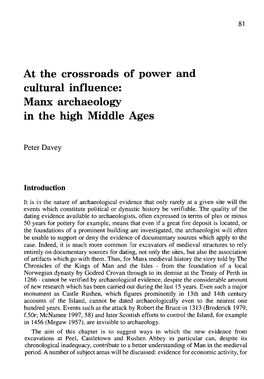 Manx Archaeology in the High Middle Ages