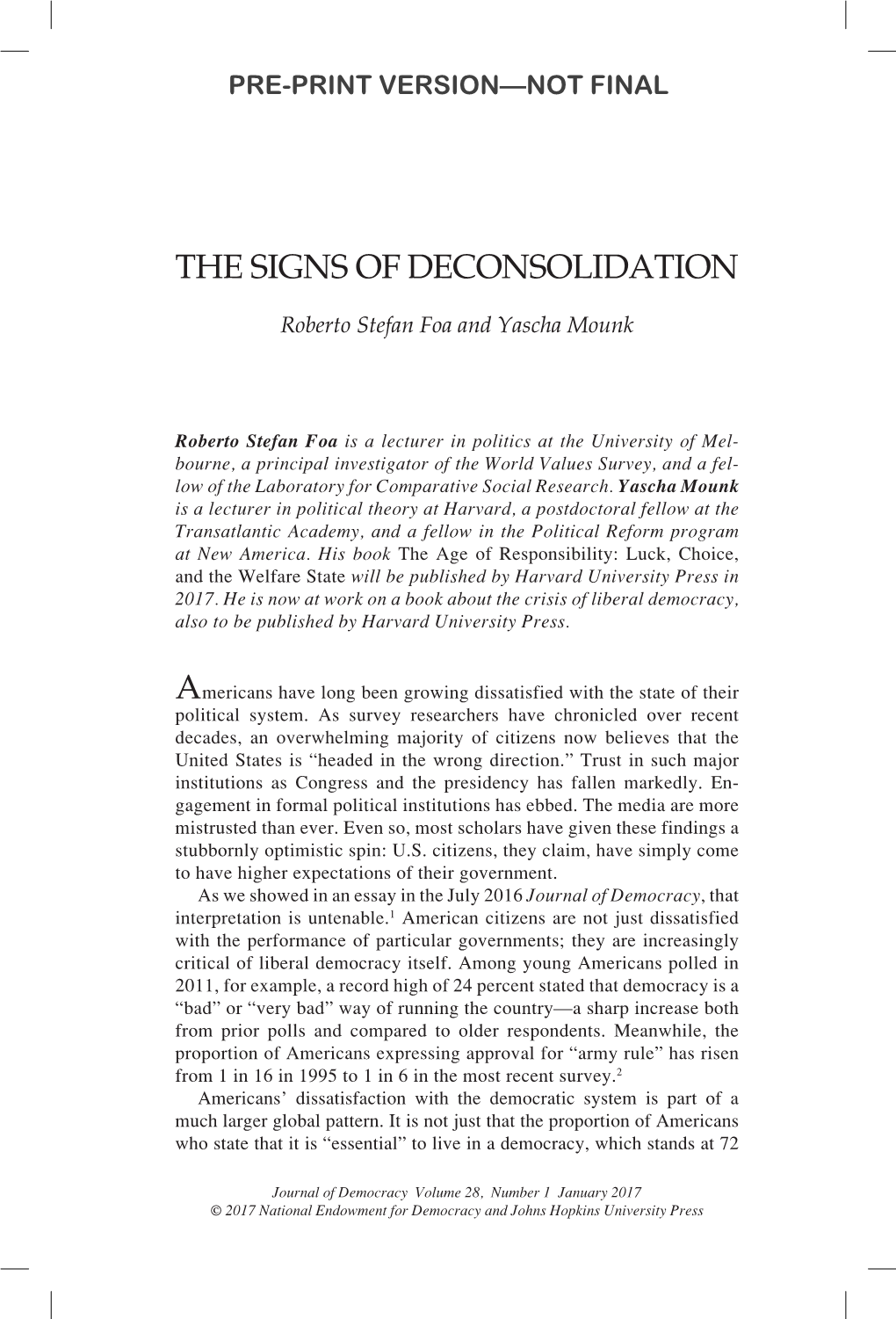 The Signs of Deconsolidation