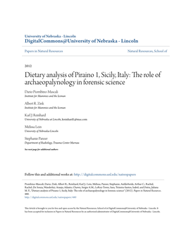 Dietary Analysis of Piraino 1, Sicily, Italy: the Role of Archaeopalynology in Forensic Science