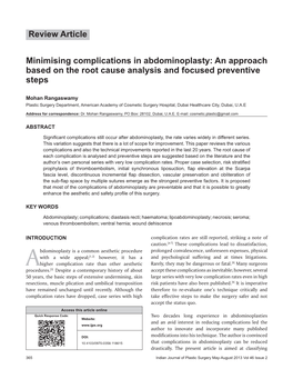 Minimising Complications in Abdominoplasty: an Approach Based on the Root Cause Analysis and Focused Preventive Steps