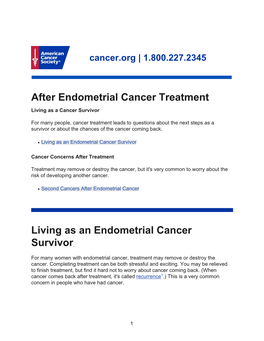 After Endometrial Cancer Treatment Living As a Cancer Survivor