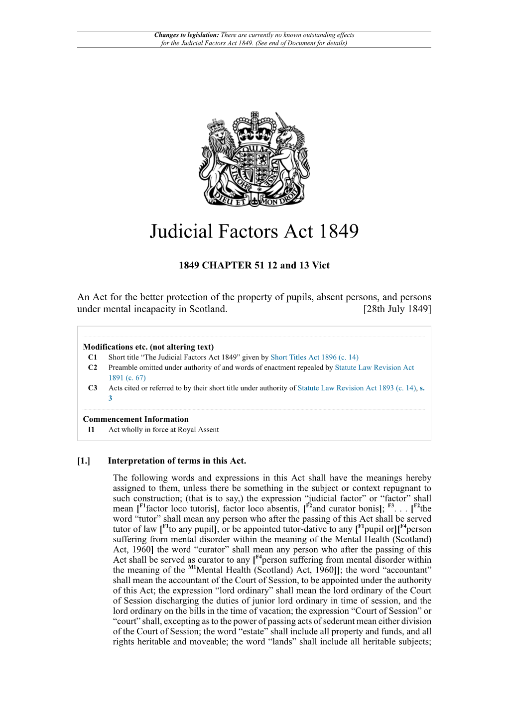 Judicial Factors Act 1849