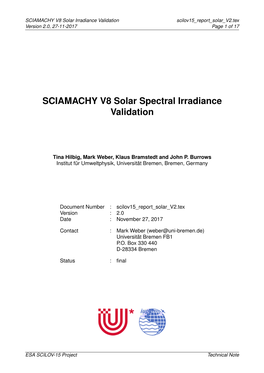 SCIAMACHY V8 Solar Spectral Irradiance Validation