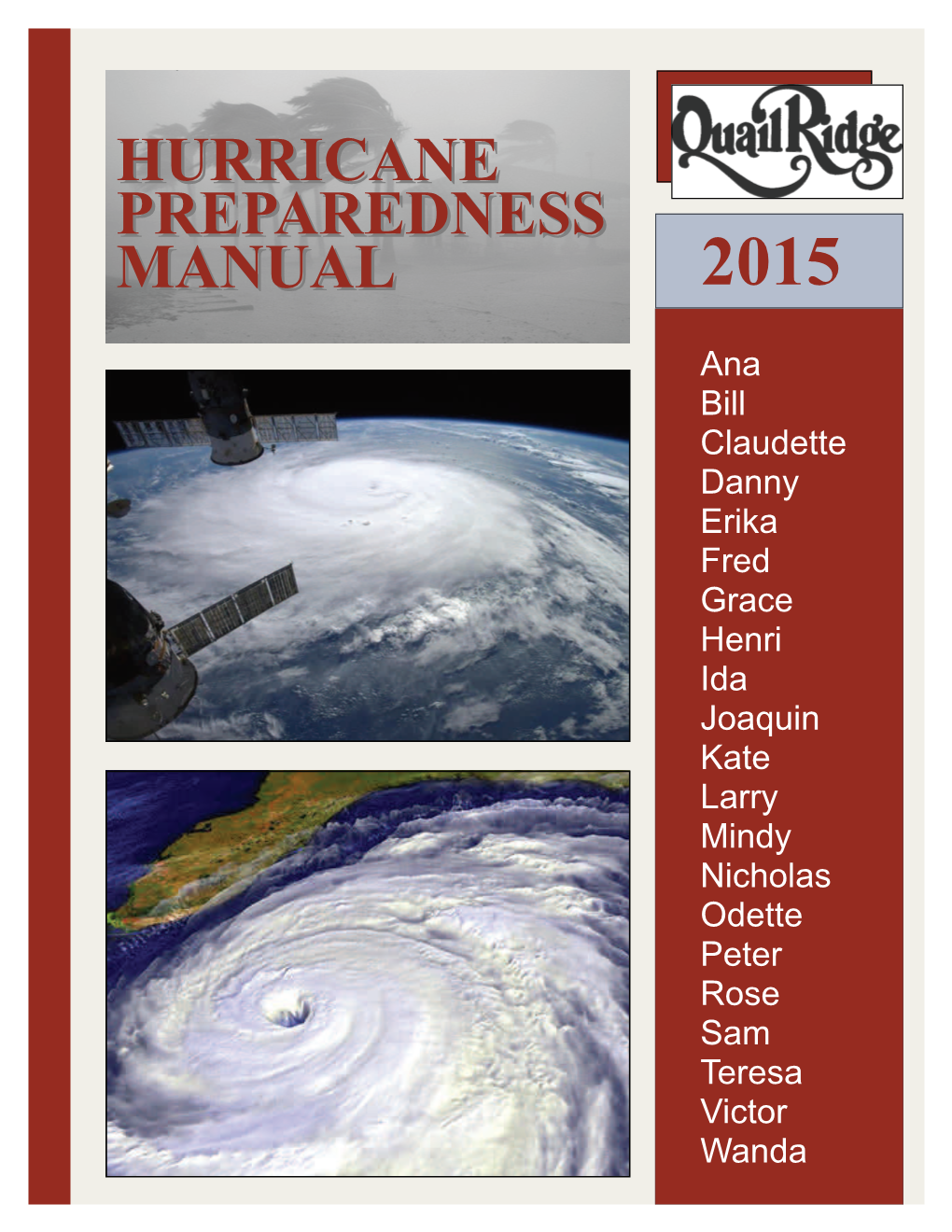 Hurricane Preparedness Manual 2015 Edition Table of Contents