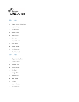 City of Vancouver Councils Dating from 1886 to 2011 PDF File