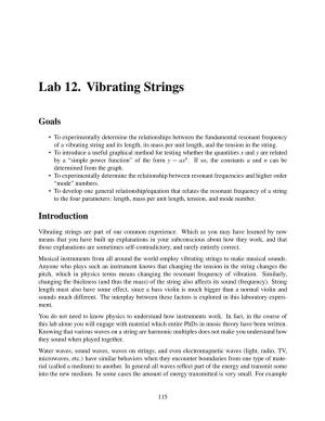 Lab 12. Vibrating Strings