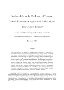 Canals and Orchards: the Impact of Transport Network Expansion On