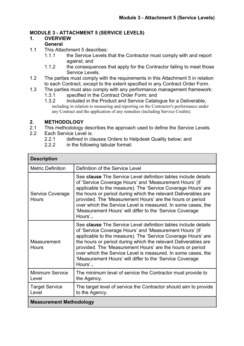 MODULE 3 - Attachment 5 (Service Levels)