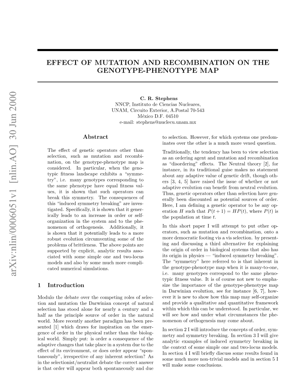 Arxiv:Nlin/0006051V1