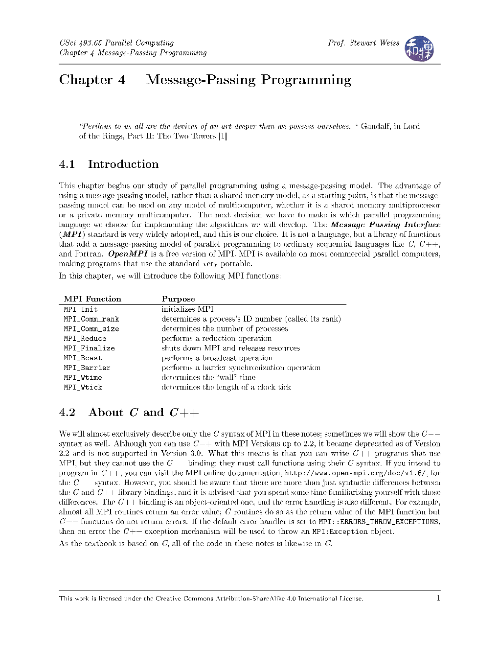 Chapter 4. Message-Passing Programming