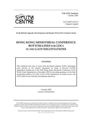 Hong Kong Ministerial Conference: Bottom Lines for Ldcs in the Gats Negotiations