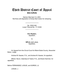 Third District Court of Appeal State of Florida