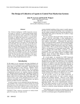 The Design of Collectives of Agents to Control Non-Markovian Systems
