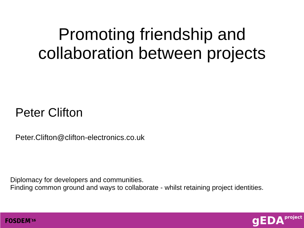 Promoting Frendship and Collaboration Between Projects (Slides)