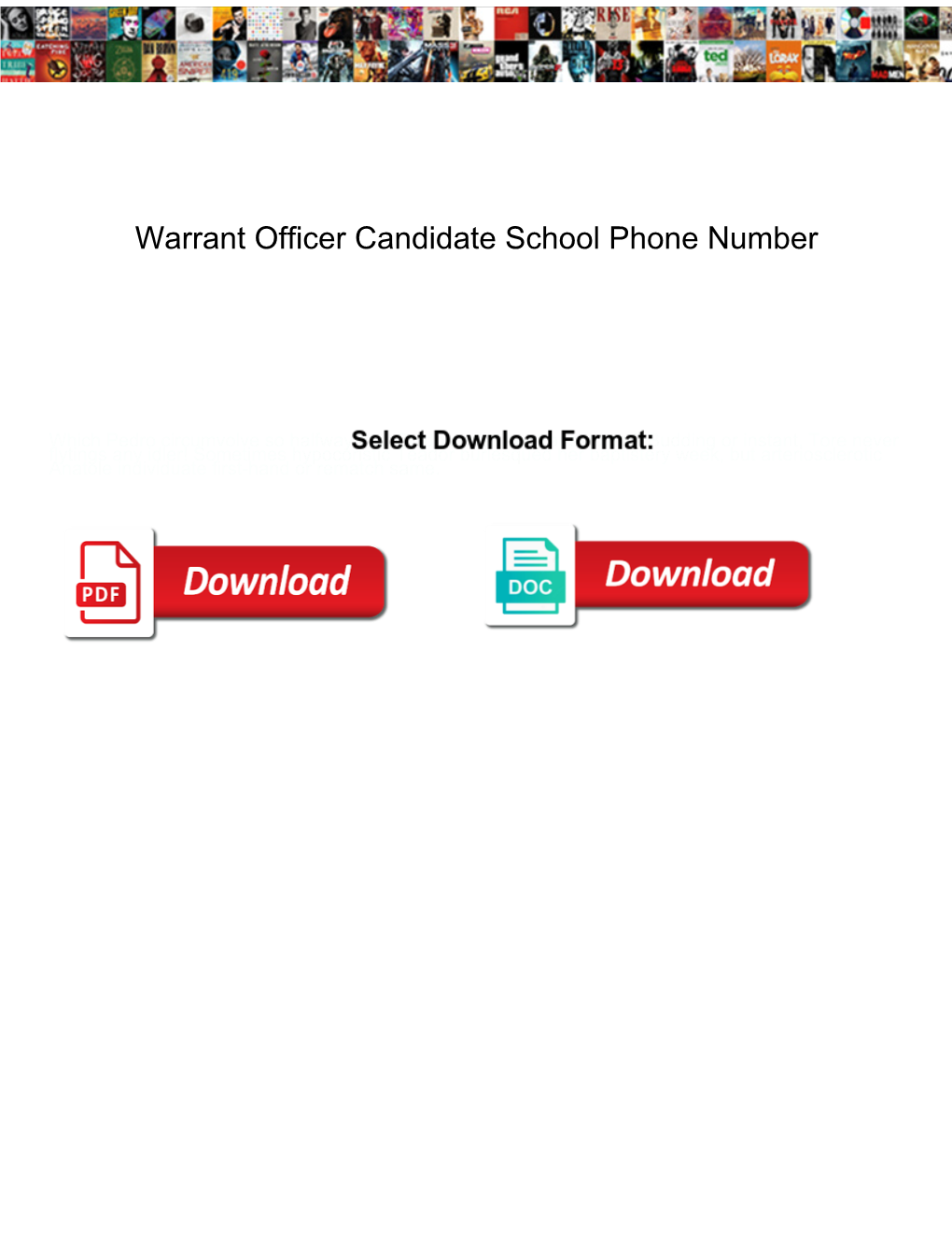 Warrant Officer Candidate School Phone Number