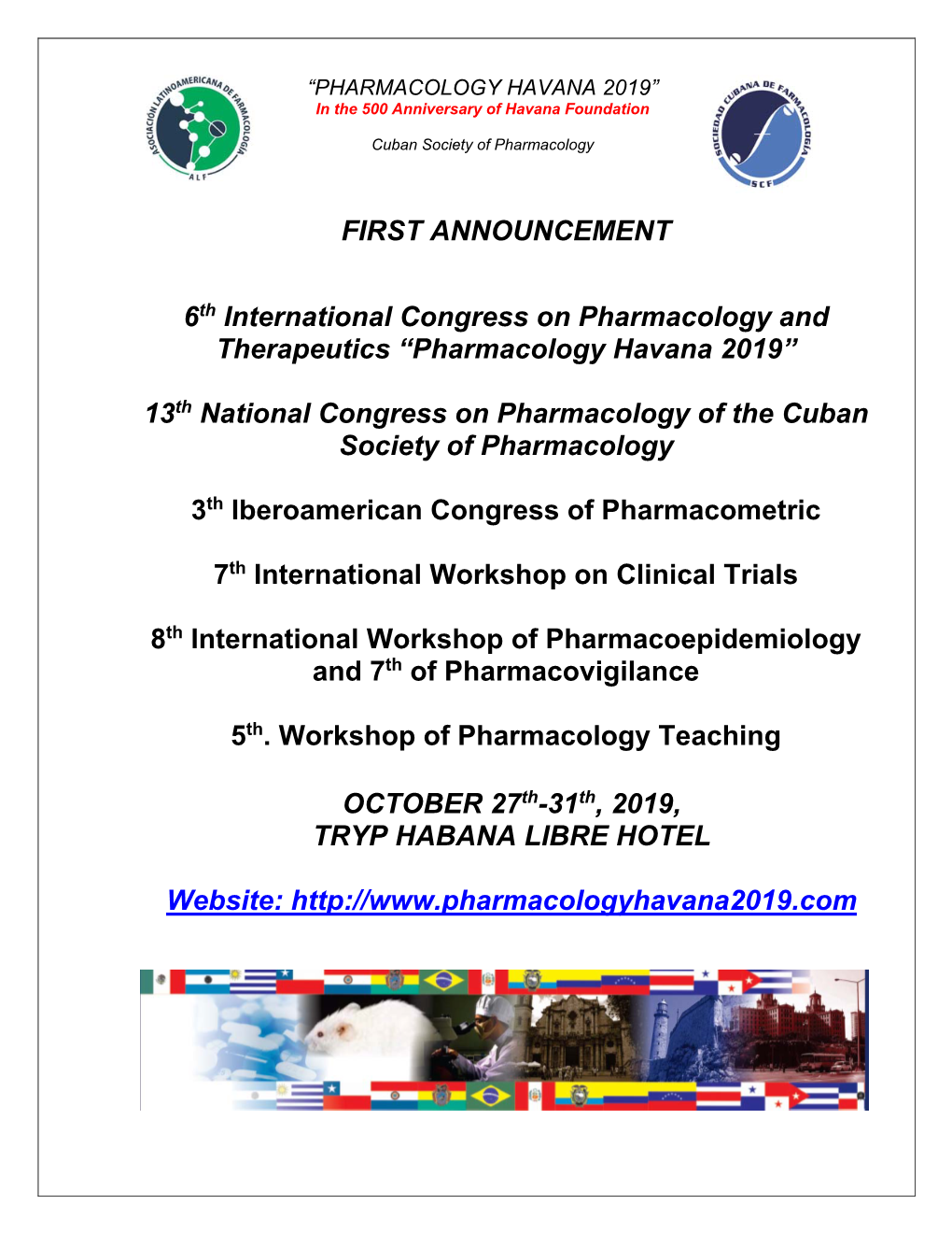 PHARMACOLOGY HAVANA 2019” in the 500 Anniversary of Havana Foundation