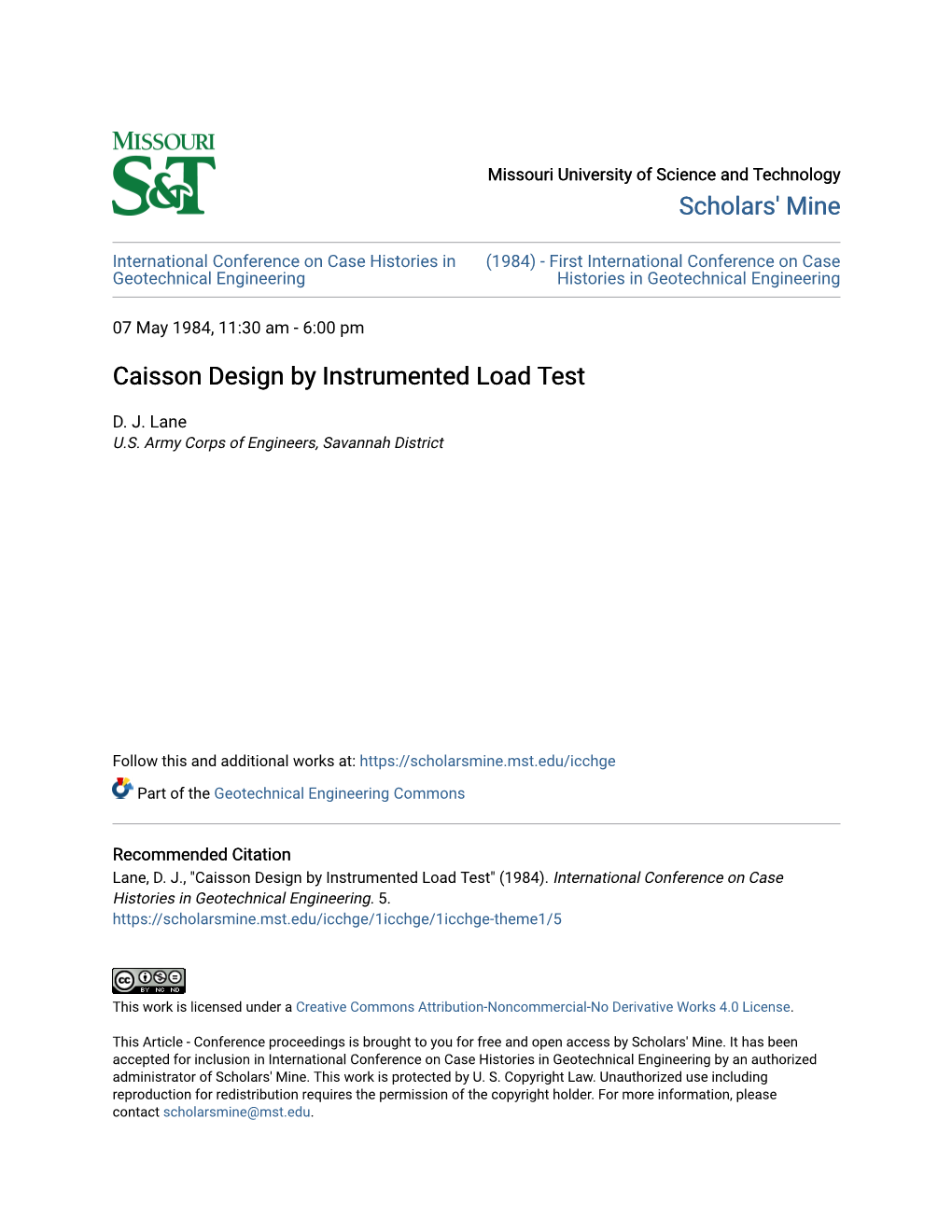 Caisson Design by Instrumented Load Test