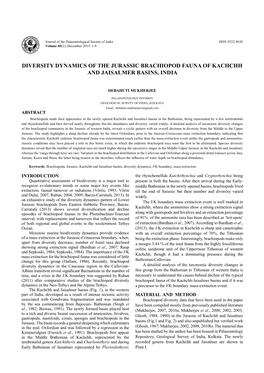 Diversity Dynamics of the Jurassic Brachiopod Fauna of Kachchh and Jaisalmer Basins, India