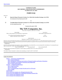 The TJX Companies, Inc. (Exact Name of Registrant As Specified in Its Charter)