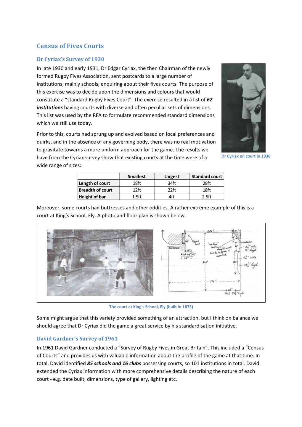 Census of Fives Courts by Dave Hebden