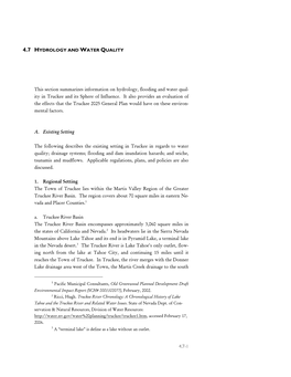 4.7-1 This Section Summarizes Information on Hydrology, Flooding