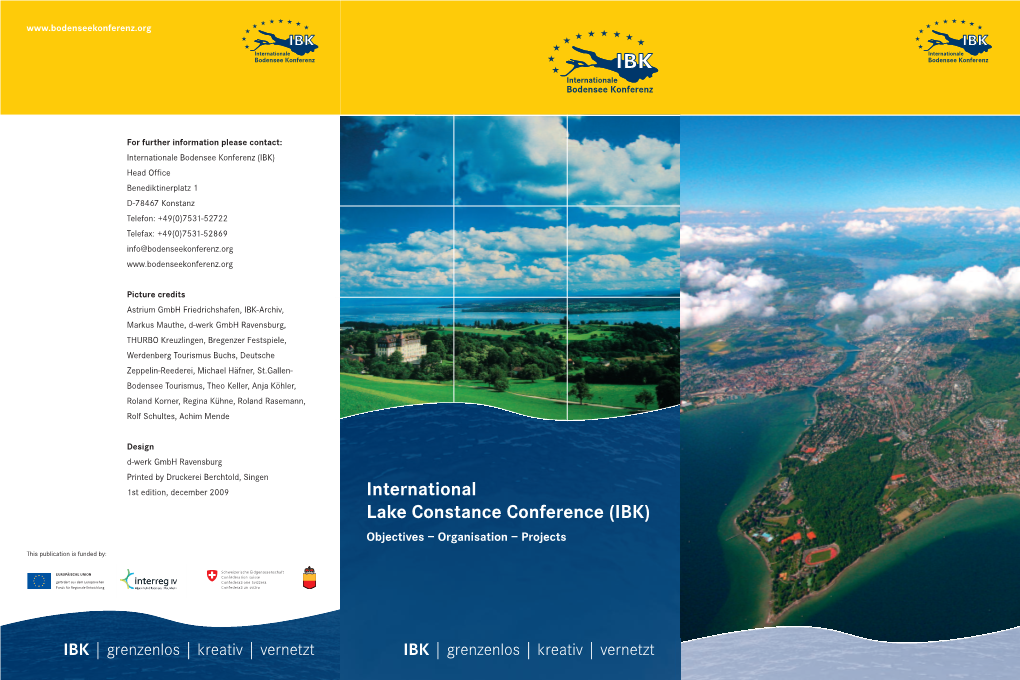 International Lake Constance Conference (IBK) Objectives – Organisation – Projects