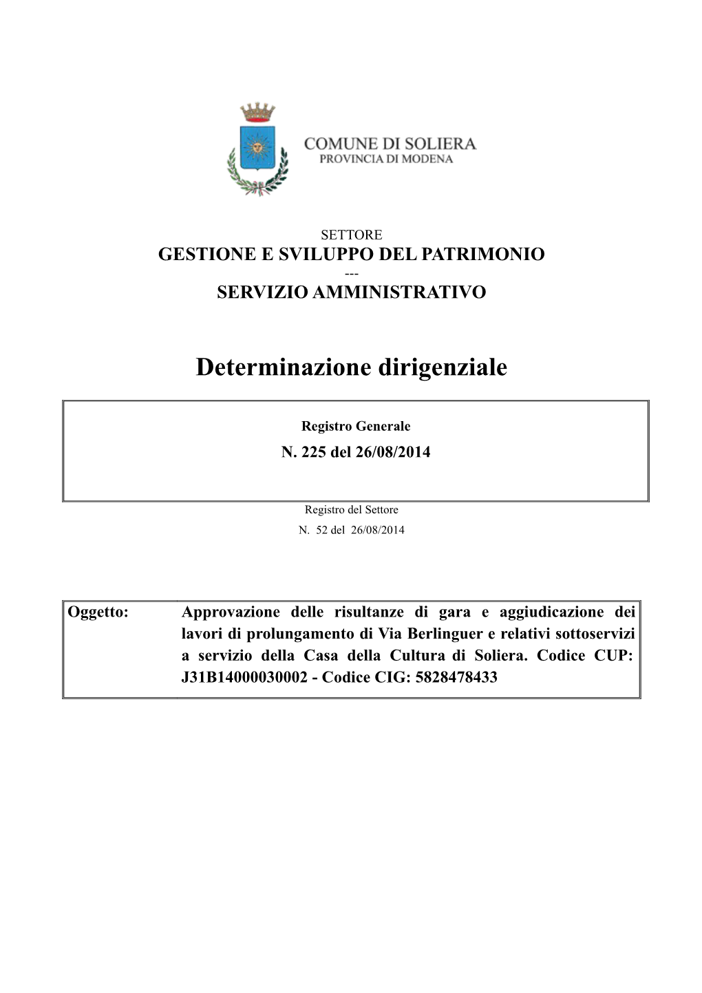 Determinazione Dirigenziale