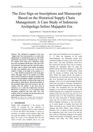 The Zero Sign on Inscriptions and Manuscript Based on the Historical Supply Chain Management: a Case Study of Indonesia Archipelago Before Majapahit Era