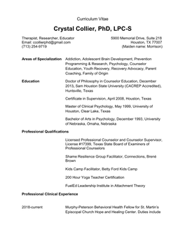 Crystal Collier, Phd, LPC-S
