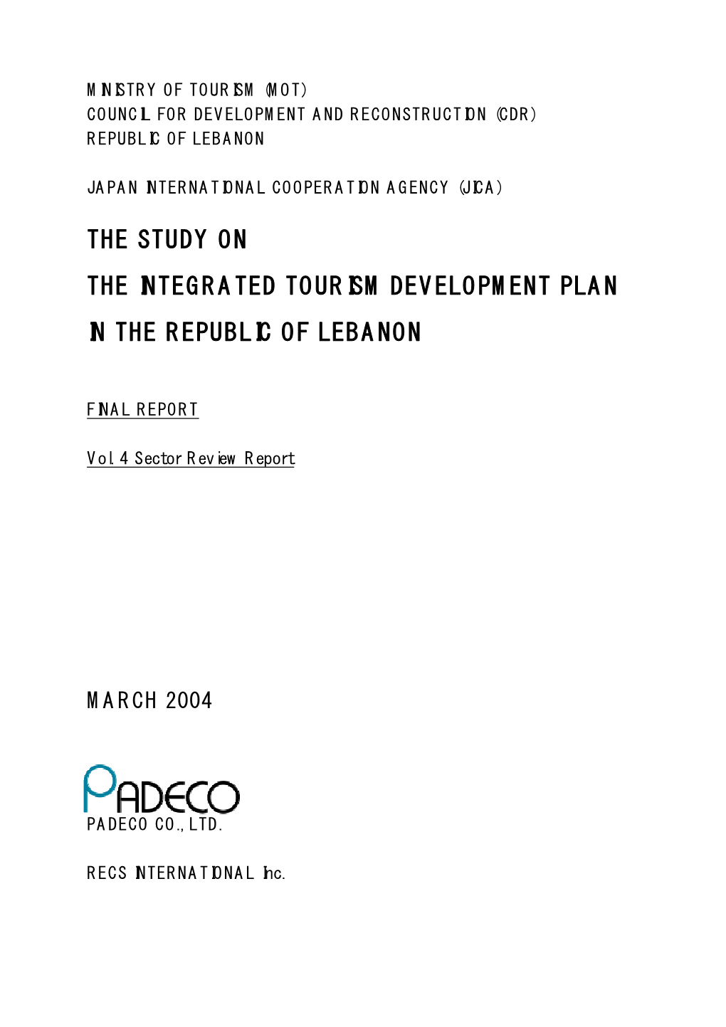 the-study-on-the-integrated-tourism-development-plan-in-the-republic-of-lebanon-final-report