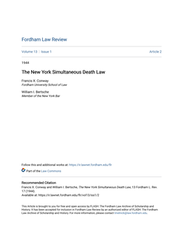 The New York Simultaneous Death Law
