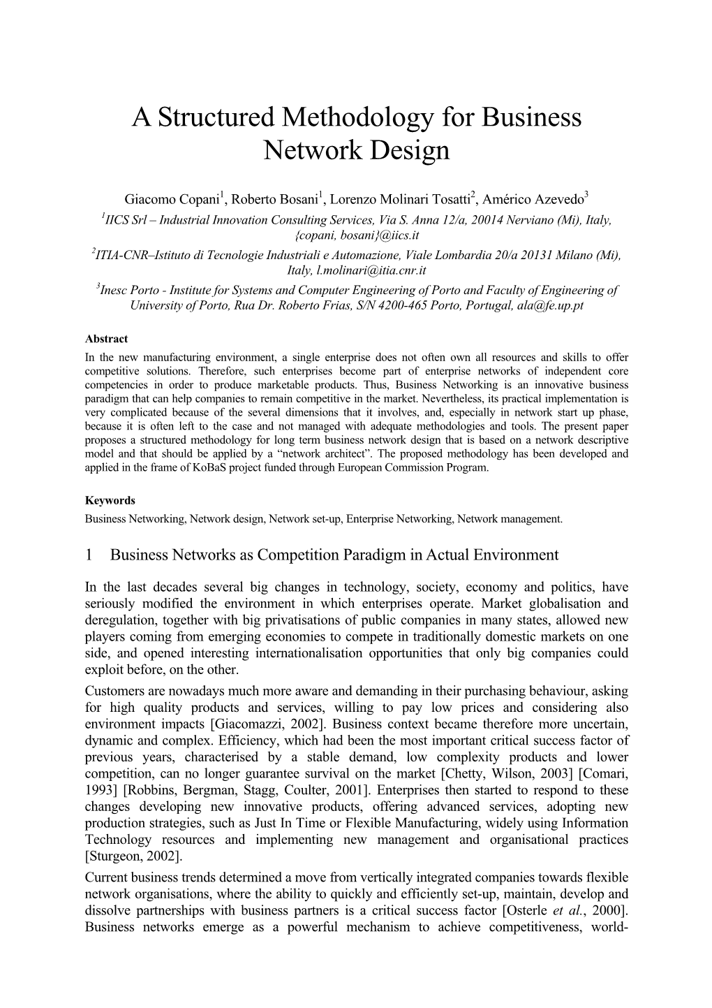 A Structured Methodology for Business Network Design