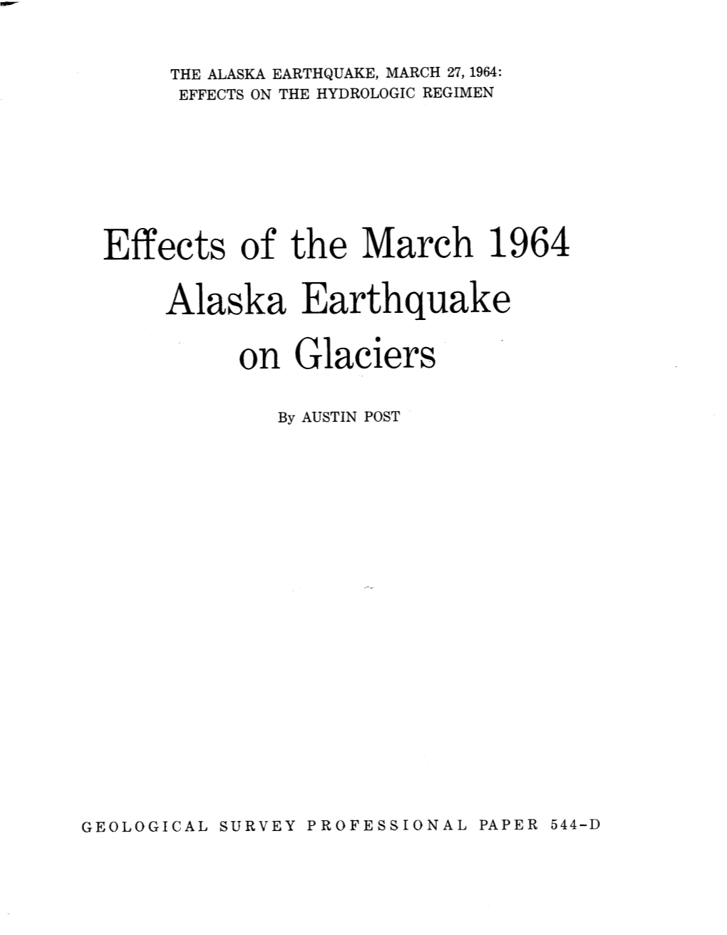 Effects of the March 1964 Alaska Earthquake on Glaciers