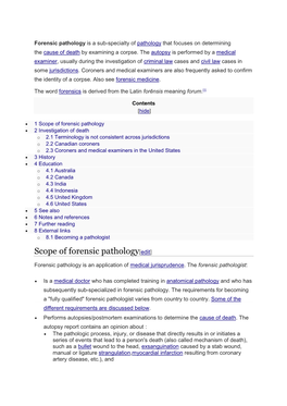 Scope of Forensic Pathology[Edit]